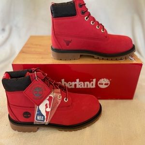 Timberland Premium 6in Waterproof Boot Medium Red Nubuck, 2.5 Youth